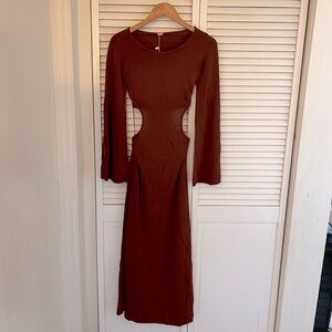 NWT Brown tropical occasion party cut out timeless Cult Gaia Carla Dress
